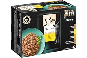 Sheba Selection in Sauce Katzennahrung – Katzenfutter in 48 Portionsbeuteln – Geflügel Variation in Sauce für ausgewachsene Katzen – 4er Pack (4 x 12 Portionsbeutel à 85g)