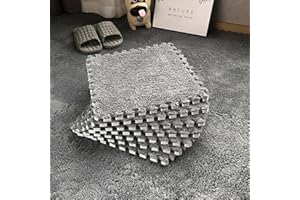 WMYYLX 10/20 piastrelle in schiuma a incastro per tappeti, 30 x 30 cm, con bordo per soggiorno/camera da letto (10 pezzi, grigio)