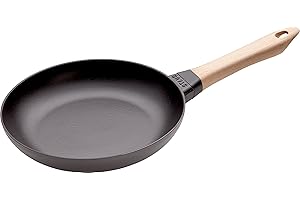 STAUB Padella in Ghisa con Manico in Legno, Adatta per Induzione, 24 cm, Nero
