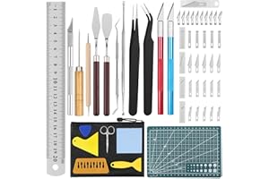 QLOUNI 51 Stück Plotter Zubehör, Skalpell Carving Craft Messer, Vinyl Jäten Werkzeuge DIY Bastelwerkzeug, Bastelmesser Cuttermesser, Cameos, Beschriftung (51 Stück)