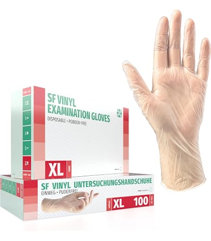 SF Vinylhandschuhe M Transparent — 100 Stück Einweghandschuhe puderfrei