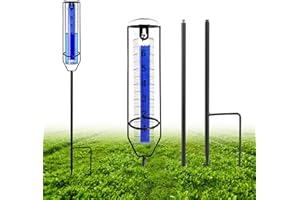 Okdance Rain Gauge for Outdoor Three Section Design Adjustable Height Rain Gauge 7 Inch Eain Catcher Easy to Read Plastic Rain Guage for Yard Garden Lawn Decoration