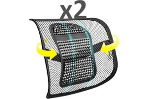 HIBRON SMAMS - Schienale lombare, per sedia da ufficio o auto, con rete super tesa e perle massaggianti, corregge la postura e allevia il dolore lombare, 2