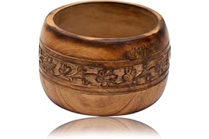 THE GREAT INDIAN BAZAAR Beautiful Handmade 5 x 3" Decorative Mango Wood Snack Serving Bowl For Dry Fruits Chips Coffee Table Countertop Display Key Bowl Tableware Kitchen Living Room Home Decor Accents Dinnerware (Antique)