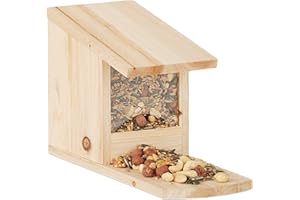 Relaxdays, nature Mangeoire écureuil bois nourriture animaux HxlxP: 17,5 x 12 x 25 cm résistant solide, 25x12x17,5 cm