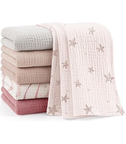 DIKOS Coperta Mussola 6 Strati Per Neonati - 100% Cotone Biologico GOTS | 70x100 Cm, Rosa Antico - Foto 10