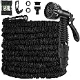 Garden Hose 15m, 50 FT Hose Pipes with 7 Modes Water Spray Gun, Expandable Hose Pipe Spray Gun Hosepipes for Garden, Garden Hose Reel, Magic Water Pipe (50FT, Black)