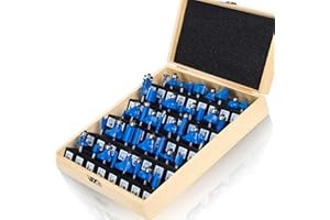 MAYLINEE-TECH MAYLINEE 43PCS Fresas de Ranurar Profesional Router bit 1/4 Juego de Fresas para Madera con Vástago de Diámetro 6,35mm Fresas de Ranurar Cortador de Carpintería(1/4-PL)