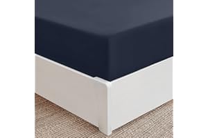 Mellanni Fitted Sheet Single Bed - All Around Elastic Bed Sheet - 30 Cm Deep Fitted Sheet - Ultra Soft Brushed Microfiber, Shrinkage & Fade Resistant - (Single, 90x190 cm, Navy Blue)