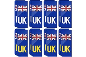 Buauty 16 PCS UK Number Plate Stickers for Europe and UK Car Stickers，8 Pair of UK Car Number Plate Vinyl Stickers，for Road Legal ，Replace Standard Size Number Plates Front and Rear
