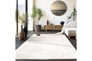 HomebyHome Dywan z krótkim włosiem, do salonu, 200 x 300 cm, kremowy, skandynawski styl 3D, nowoczesny dywan 200 x 290 cm, dywan kuchenny w stylu boho, nadaje się do prania, wzór boho, do salonu