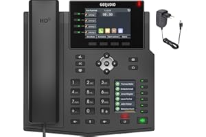 GEQUDIO Telefono IP GX5 + Set con Alimentatore - SIP VOIP - 2X Schermo - Supporto USB - High-End vivavoce