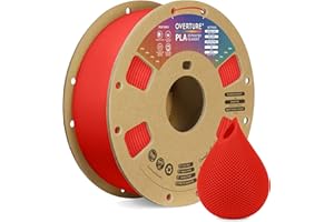 OVERTURE Filamento PLA 1.75mm, Perfectamente Enrollado para Impresora 3D, Carrete de 1kg (2.2lbs), Precisión +/- 0.02 mm, Compatible con la Mayoría de Impresoras FDM 3D (Rojo)