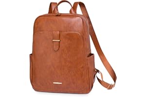 UBAYMAX Womens Brown Leather Backpack, Ladies Leather Backpack Rucksack, Fashion Girls Waterproof Convertible 14 inch Backpack Bag for Woman Daypack Travel Back Pack Purse with Water Bottle Holder