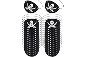 Semazz Piraten Augenklappen,24 pcs Augen Flecken Pirate Eyepatch Verstellbare Filz Halloween Augenmaske Augenklappen für Erwachsene Kinder Cosplay Maskerade
