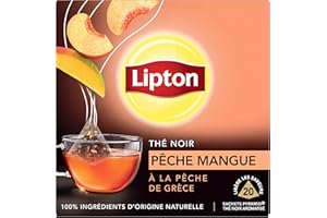 Lipton Thé Noir Pêche de Grèce et mangue 20 Sachets Pyramid®