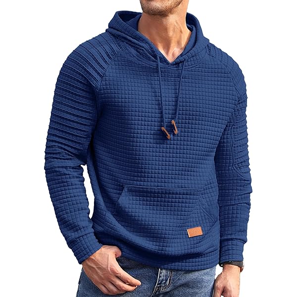 Mens Hoodies Waffle Knit Casual Long Sleeve Hooded India