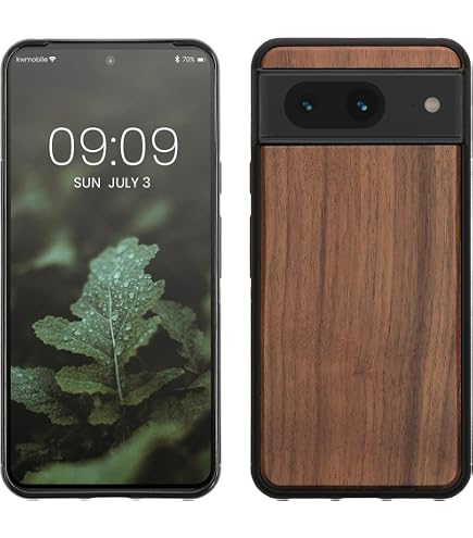 Kwhandytasche Hülle Für Google Pixel 8a – Holz Case Mit Kompass-Design, TPU-Schutz – Dunkelbraun