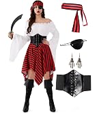 Disfraz De Pirata Barbanegra Para Hombre Talla XXL – Set De 5 Piezas Con Sombrero, Chaqueta, Pantalón Y Cinturones – Ideal Para Carnaval Y Fiestas Temáticas