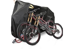 KULAMO Pokrowiec na rower, nylon 190T, pokrowiec ochronny na 2 rowery, pokrowiec ochronny na 2 rowery, wodoszczelny, odporny na promieniowanie UV, z otworem blokującym, do rowerów górskich