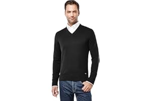 Vincenzo Boretti Maglione-Pullover Elegante da Uomo, Disegno Classico con Collo-a V, Manica-Lunga, Taglio Aderente/Slim-Fit, Caldo - Ideal per Inverno, Autunno, Mezza Stagione