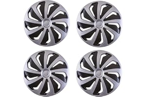 UKB4C 16" 4 x Alloy Look Silver & Black Rush Multi-Spoke Wheel Trims Hub Caps Covers Protectors