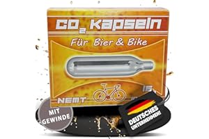 ‎NEMT NEMT 10 16g Co2 Bierkapseln and Bikekapseln für alle Bierzapfanlagen mit 16g Kohlensäurekapseln MIT Gewinde kompatibel mit CO2 Kartuschenpumpen Fahrrad Minipumpe MIT Gewinde kompatibel mit BeerBuddy