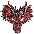 STOBOK Halloween 3D Cosplay Mask, Dragon Costume Cosplay Mask Scary Animal Half Horrible Dragon Facemask for Festival Party Adults Men Kids, Costume Props
