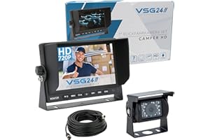 VSG HD-720P Sistema di retrovisione/risoluzione HD / 12-24 Volt / 120° & IP67 / estremamente robusto / 3 ingressi video/cavo di 20 m/visione notturna/serie Premium…