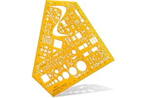 Aristo AH5050 Schablone Elektro (Schaltzeichen für Elektrotechnik und Elektronik, formstabiler PET Kunststoff) orange-transparent