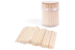 KELIODY 1 Pack Wooden Round Toothpicks Wood Fruit Salad Cocktail Sticks 500Pcs, 66mm Length