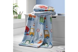 Catherine Lansfield Kids Digger Dreams 130 x 170 cm Fleece Blanket - Blue