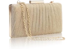 Gelory Clutch Bags for Women: Small Evening Bag Glitter Clutch Purse With Detachable Chain for Wedding Bridal Prom Cocktail Party Ladies Evening Handbag - #001-Gold