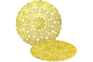 Juvale Round Medallion Doilies, Pack of 60,30.5 cm Diameter, Gold Lace Paper