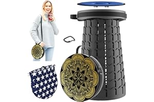 ALEVMOOM Telescoping Stool with Cushion,Portable Collapsible Stools More Sturdy Capacity 440Ib,Retractable Stool Collapsible Camping Stool Adjustable Folding Stool for Hiking Garden BBQ with Bag