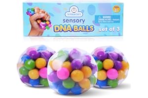THE PENGUIN CRAFTS DNA Stress Balls Toys Set for Kids and Adults – 3-Pack Stress-Relief DNA Sensory Balls Toy – Clear Silicone Sensory Squeeze Balls for Stress-Relief and Better Focus – Sensory Squishy Stress Balls