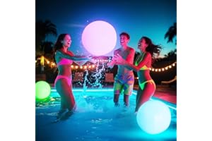Afufu 1 Pièces Boule LED Gonflable 40 cm avec Télécommande & Pompe, Jouets de Piscine, Ballon de Plage Gonflable, Balle Flottante Étanche IP67 pour Piscine Jardin Fête d’Été et Jeux Enfants
