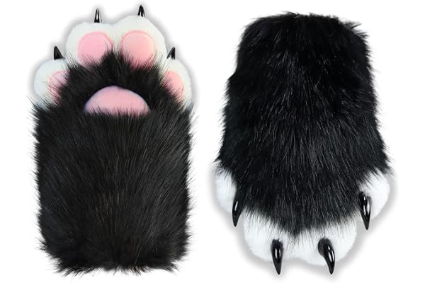 Therian tassar bekväma lurviga tassar fuskpäls pälsdräkt tassar, therian saker therian utrustning, katt tassar handskar med klor cosplay