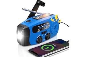 YESIWTC Wind Up Radio UK 2000mAh hand crank radio with AM/FM, Emergency Radio with Flashlight & SOS Alarm, solar radio for Camping, emergency survival kit (Blue)