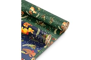 Kraft & Co Christmas Wrapping Paper Rolls – 2 Pack Thick Paper Sheets 44.5cm x 25m – Kraft Xmas Gift Wrap – Festive Eco Friendly Wrapping Papers for Christmas Gifts–Arts and Crafts–50m Total