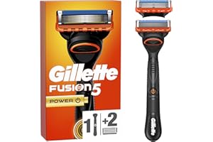 Gillette Fusion5 Power Rasoir Pour Homme, 1 Manche De Rasoir, 2 Recharges De Lames, Avec Cinq Lames Anti-Friction Pour Un Rasage De Près