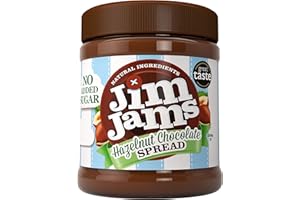 ZAMFOODS Jimjams No Added Sugar Healthy Diabectic Belgium Hazelnut Chocolate Spread 350g, for Pancakes, Porridge, Muffins and Party Food, Unique Recipe, I Mothers & Fathers Day, Christmas (1 Jar, Hazelnut)