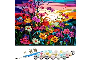 HEIBAGO Colorful Flowers Paint by Numbers for Adults, Flowers Oil Painting Kits for Adults Beginners, DIY Paint by Numbers on Canvas Landscape Art Crafts for Home Decor 16x20 Inch (Frameless)