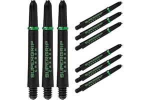 Harrows Darts - Juego de 3 cañas de dardos de carbono Supergrip – 9 ejes de dardos en total, mediano, midi y corto