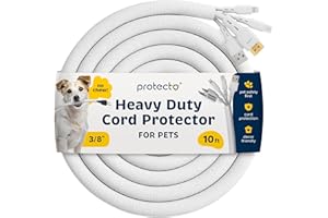PROTECTO Wire Protector from Pets, White Cable Sleeve Tidy Tube Animal Proof, 3m Odor-Free Cat & Dog Chew Resistant Floor Cable Cover, Cord Organizer for Power, Lightning, RCA & HDMI Cables