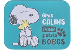MEVSIM STORE Snoopy Bleu Pansements Enfants Produit sous licence - Boîte métal - 24 pansements - Boîte de rangement de pansements pour enfants