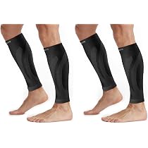 CAMBIVO Manchon Compression Mollet 2 Paires, Bas de Contention Femme Homme, Manchon de Compression Haute Élasticité, Chaussettes Contention sans Pied pour Circulation Sanguine Jambes, Running, Vélo