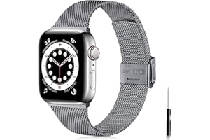 Ouwegaga kompatybilny z paskiem Apple Watch 38 mm 40 mm, 41 mm, 42 mm, 44 mm, 45 mm, 49 mm, metalowy pasek ze stali nierdzewnej, kompatybilny z iWatch Series 8, 7, 6, 5, 4, 3, 2 1/SE Ultra