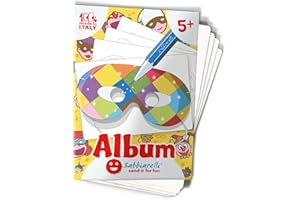 Sabbiarelli Sand-it For Fun - Album Les masques 2 : 4 masques de Carnaval à colorier avec le sable (sable non inclus), pour garçons et filles 5 Ans+