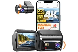 DDPAI Dashcam Voiture Avant Arrière, 4K+1080P Caméra Embarquée Voiture avec 32Go eMMC Intégré, Vision Nocturne AI-ISP, Compatible 4G LTE, WiFi 6 5 GHz, GPS, Surveillance Parking 24h/24, G-Sensor, Z60